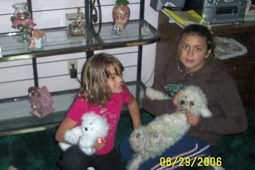 Children with Puppy - Two girls with a puppy. They look so sweet