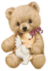 angel sleeping - teddy bear cuddling the little angel while sleeping.