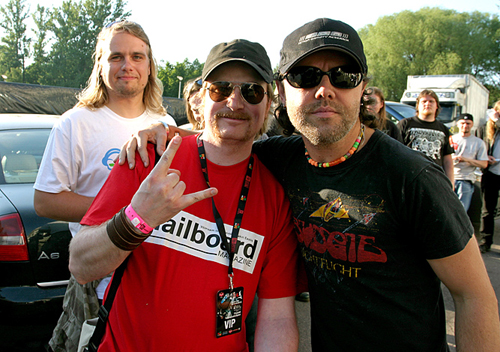 Lars - Lars with a fan, when Metallica were touring in Finland.