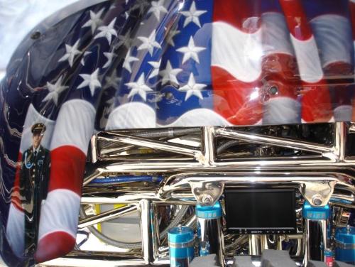 Car Art - The american flag painted on the hood of a truck.