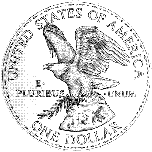 US Coin - A sketch representation of a US one dollar coin.