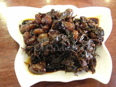 QiBao Delicious - peanut with dried vegetable - This mold dried vegetable is so famous in china that you could find it in almost every supermarkets or even in 7-11 shops. But it's usally cooked with meat. And it's a different flavor when cooked with peanut. Highly recommended.