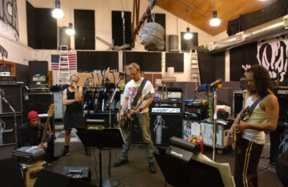Metallica - Metallica jamming up in a studio.