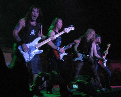 Iron Maiden - The guitarists shredding their guitars.Iron Maiden rocks.