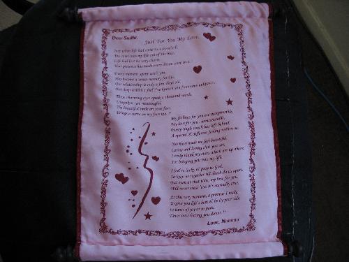 One of the first poems I wrote for my hubby..on a  - One of the first poems I wrote for my hubby..on a satin scroll