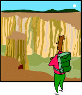 Grand Canyon - clip art of a tourist looking over the Grand Canyon