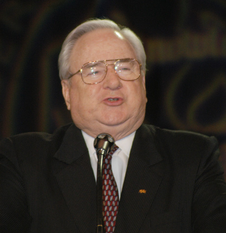 Jerry Falwell - A photo of Jerry Falwell taken at Liberty University on April 25, 2005. Source: http://www.soulforce.org/article/1111