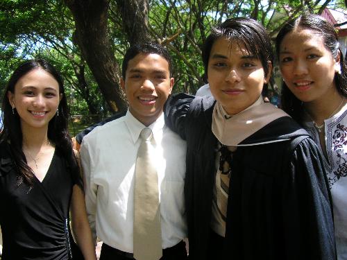 Friends Forever! - This photo was taken after our baccalaureate mass held at our university's chapel.   (From left: Lourdes, Jared, Tom and Me)