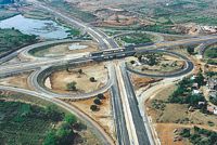 BMIC PROJECT - The photo shows the clover leaf pattern interchange on bangalore mysore express highway and the peripheral ring road between mysore road and hosur road