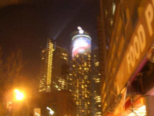 Detroit Ren Cen - Blurry Picture of the Renaissance Center in Detroit from Superbowl XL