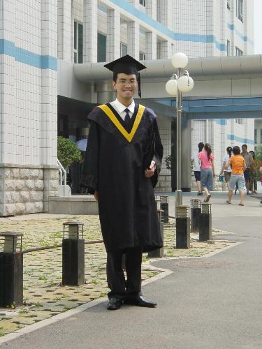 in the graduate ceremony day - finally, I got my bachelor degree, it's not easy for my major, cheer for me!