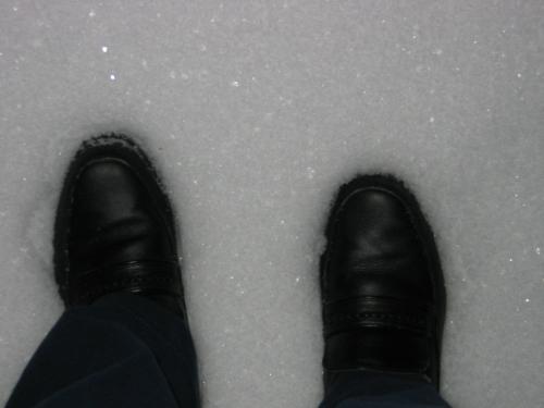 mark on the snow - first steps on fresh snow