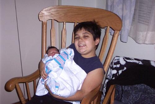 My youngest son and daughter - My son was a very proud big brother, He was the baby for 10 years before Julie Sue was born.