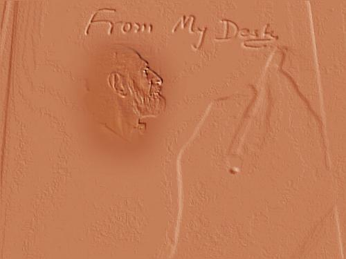 From My Desk - This photo is expresing the writer's pen with written words 'FROM MZY DESK'. It is indicatng wrter's desk!