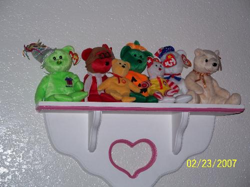 Beanies - This is a small shelf of beanie babies.