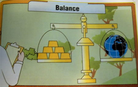 Inconvenient Truth Balance - A photo of the balance from 'An Inconvenient Truth'. hmm... gold bars, or the entire planet?