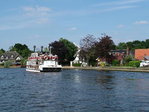 Norfolk Broads - The total area, the majority of which is in Norfolk,  is 303 km², with over 200 km of navigable waterways.  There are seven rivers and about fifty broads, mostly less than twelve feet deep. Out of fifty or so broads,  only thirteen are generally open to navigation,  with a further three having navigable channels.