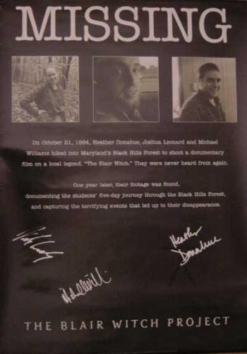 Blair Witch cover art - One of the many DVD and book sleeves that were sold as authentic autographed merchandise only to be sold for inflated prices with standard signatures.