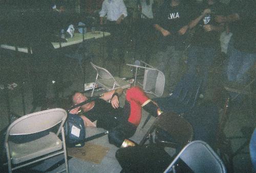 Wrestling - Brawling In The Crowd. Jeremy Wyatt Gets Knocked Out With A Metal Chair. CSW Wrestling In Lawrence Kansas