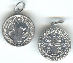 Medal of St. Benedict - Contains a Latin powerful prayer of exorcism against satan. The prayer translated in English means: Begone Satan!Never tempt me with your vanities! What you offer me is evil!Drink the poison yourself!