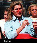 Fabio after coaster ride - This was after he had collided with a goose while riding Apollo's Chariot