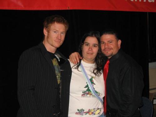 christmas story cast - Zack Ward,me, Yano from The Christmas Story movie  when they had the grand opening of the house here in Cleveland