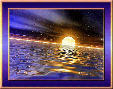 The Sea At Night - A calm ocean scene with the moon as well