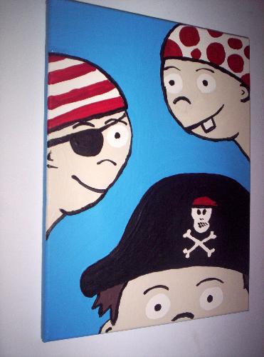 Peek-A-Boo Pirates - My First Ever Childrens Artwo - Okay, so Im not sure if its any good or not- noone has bidded on it yet on ebay so that cant be a good sign lol, considering its almost ended.
Its acrylic on stretched canvas, and entitled Peek-A-Boo Pirates, teh first of a series I plan to paint, as well as moving onto different themes in my art.
So honestly, what do you think?