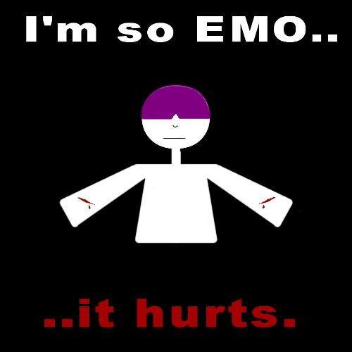 emo cartoon character - A small cartoon picture making fun of the emo scene and it's associated cutting habits.