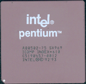 My first Processor - This was the first processor I used. It's a 75 mhz Intel Pentium I.