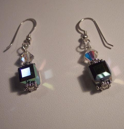 Swarovski Cube Earrings - This is one of my favorite pair of earrings to make and wear! They can be worn uptown or downtown and still look fantastic! They are made with Swarovski crystal cubes and have that dazzle any Swarovski crystal lover wants! They are available for $14.99 free shipping anywhere in the USA via email to adivajewel@ashakariny.com! Thanks