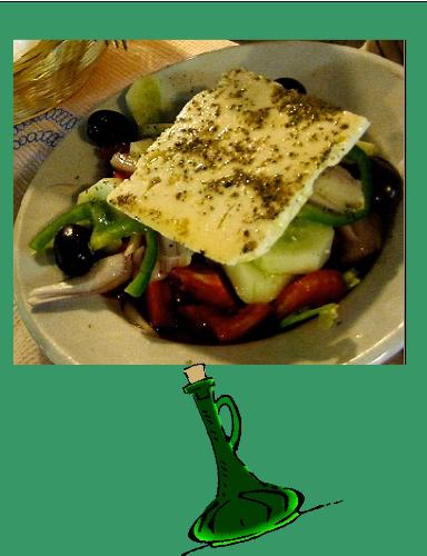 Greek Salad Dressing - Greek Salad and Dressing Bottle