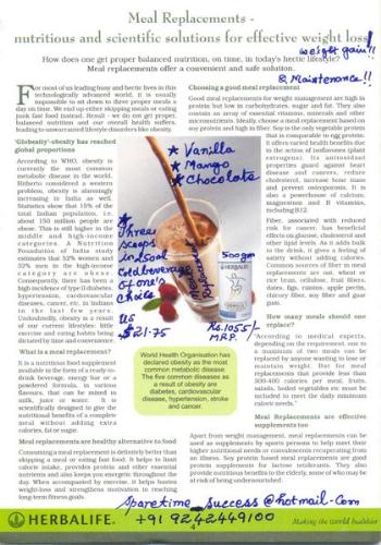 wellness-cellular nutrition-64 countries currently - Meal replacement 'World Health Organisation has decalred Obesity as the most metabolic disease. The five common diseases as result of obesity are Diabetes,cardiovascular disease, hypertension,stroke and cancer' Soy isolate with other essential nutrients needed by the human body in accordance with the label law abd megadose law in a container of 500gms provides 20 meals with each serving of three scoops with the designed measure of four sided spoon to suit different age groups, ensures Meal replacement with the regular meals prepared out of food items of any origin.