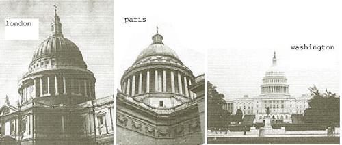 church symbol - london, paris, and washington and many other major cities were design under the law of sacred geometry and have many remarkbly similar buildings and munoment. domes and obelisks and particularly prevalent. here from (left to right) we have st. pauls cathedral (london) the pantheon (paris) and the congress building (washington)..