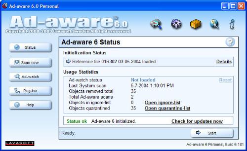 ADAware - freeware software for remove malware
