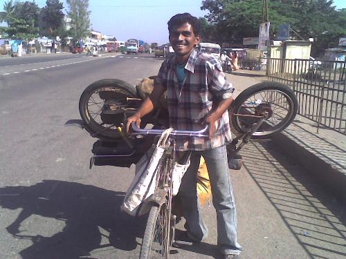 luna on bicycle - this may be called a new way of indian tranportation