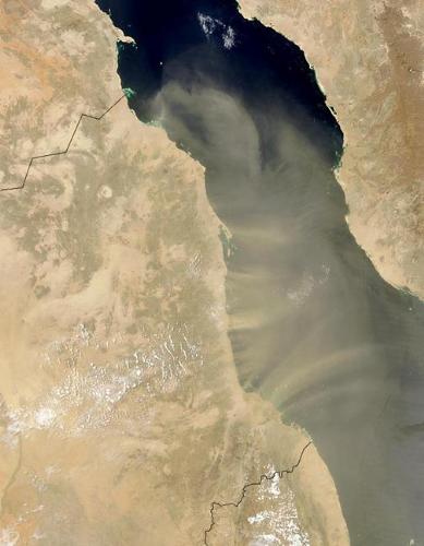 Satellite Image of dust over the red sea... - Satellite image of dust over the red sea... Satellite Image of dust over the red sea... - Satellite image of dust over the red sea...