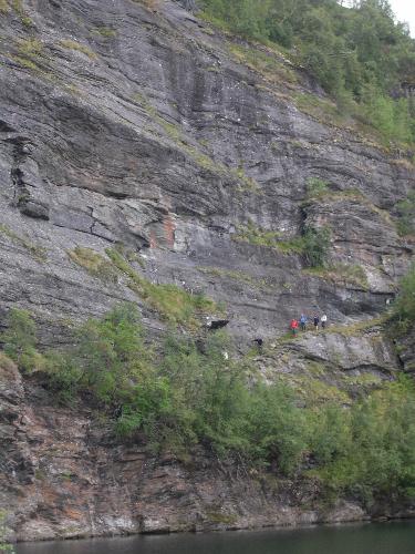 Hiking  - Hiking along a steep mountainside, Norway. Aurlandsdalen