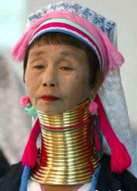 long neck - photo of an old lady having a long neck.