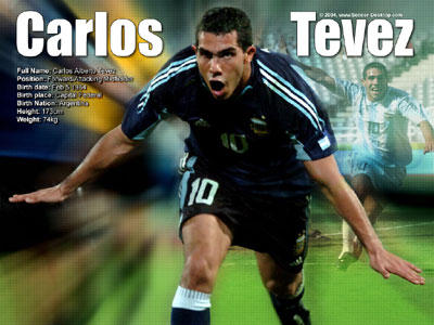 Carlos Tevez - Carlos Alberto 'Carlitos' Tévez is an Argentine football striker who made his name with Argentine giants Boca Juniors and later in Brazil with Corinthians. He is now playing for West Ham United. When this latest transfer went through it spread shock waves through international football as it was highly anticipated he would move to one of the bigger clubs in Europe. He is currently regarded as one of the most promising prospects in the world. Like Argentine teammate Lional Messi, he has been labelled as the 'new Diego Maradona'. Maradona himself once described him as the 'Argentinian prophet for the 21st century'.
