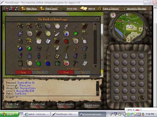 runescape bank - a picture of a runescape non members bank. he is not that rich and not that poor compared to a starter in runescape.