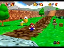 Mario, The turtle, and level 1 - This is the picture of level one when mario has to race this turtle to get the next star. Level 1 is always easy on any game, right?