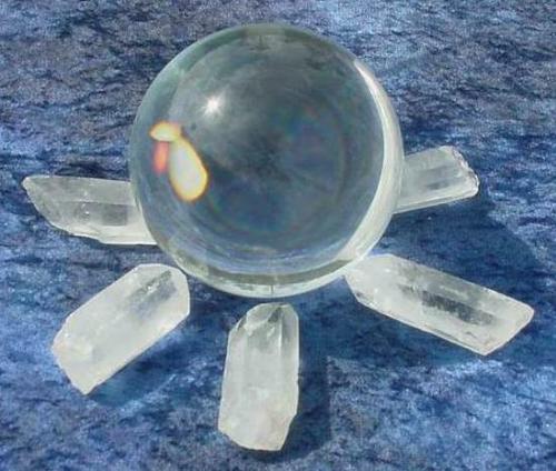 Healing Crystals - In this photo there are white crystals including one white(transperant) crystal ball! Hereonme healing grid is created to perform healing so many people!