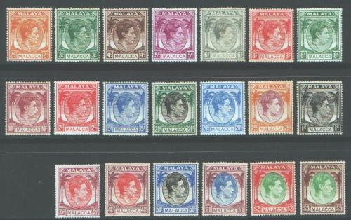 Malacca Complete set - Malacca(Malaysia) Complete set of 20 stamps issued 1949 catalogue value $55