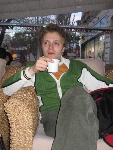 Drinking coffee in 'Republika Srbska'(Serbian part -  We (me and Darja) visited some of coffe-bars during our visit to Bosnia.