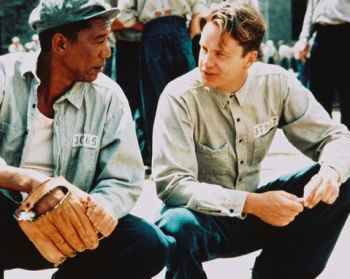 first conversation - this pic shows the scene when ANDY talks with RED for the first time after getting into prison