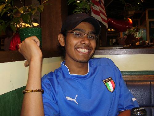Azzurri Fan - Thats me in the old Italian Football Team Home Jersey. Its blue... Thats why the team is called 'the blues' or 'Azzurri' in Italian. Forza!