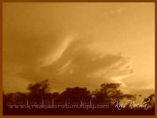 clouds - i took this one from a moving car using a camera phone. i made it sepia to add some drama.