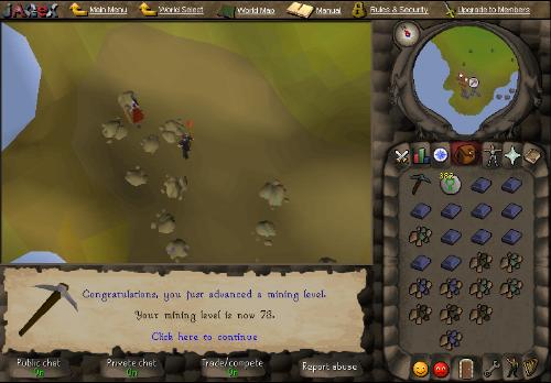 73 mining - this is me getting 73 mining in runescape.