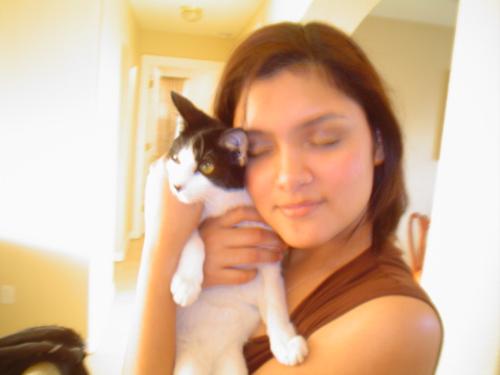 my daughter and hazel - janet and our cat